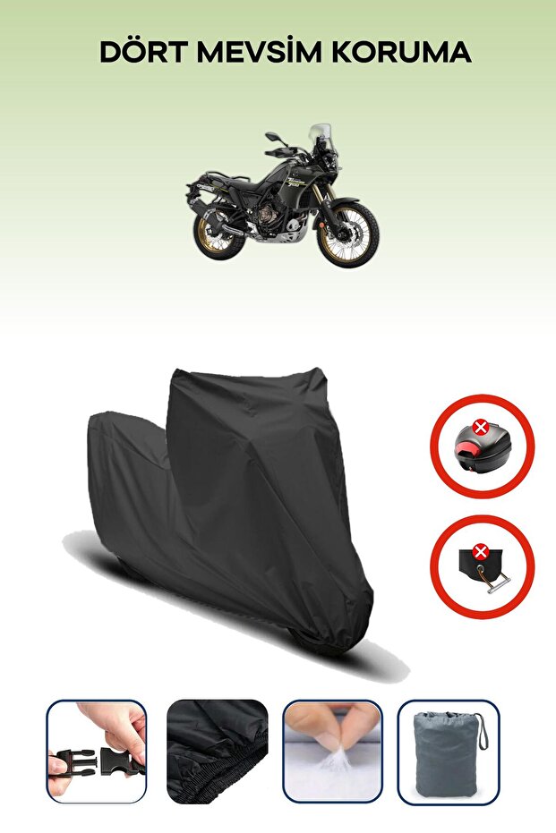 Black Rear Bag Lock Incompatible Yamaha Tenere 700 Explore Compatible Motorcycle Tarpaulin, 4 Seasons