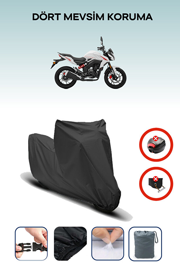 Black Rear Bag Lock Incompatible Rks Rk250-S Compatible Motorcycle Tarpaulin, 4 Seasons