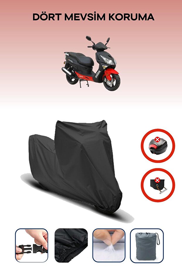 Black Rear Bag Lock Incompatible with Asya Shark 150 Compatible Motorcycle Tarpaulin, 4 Seasons