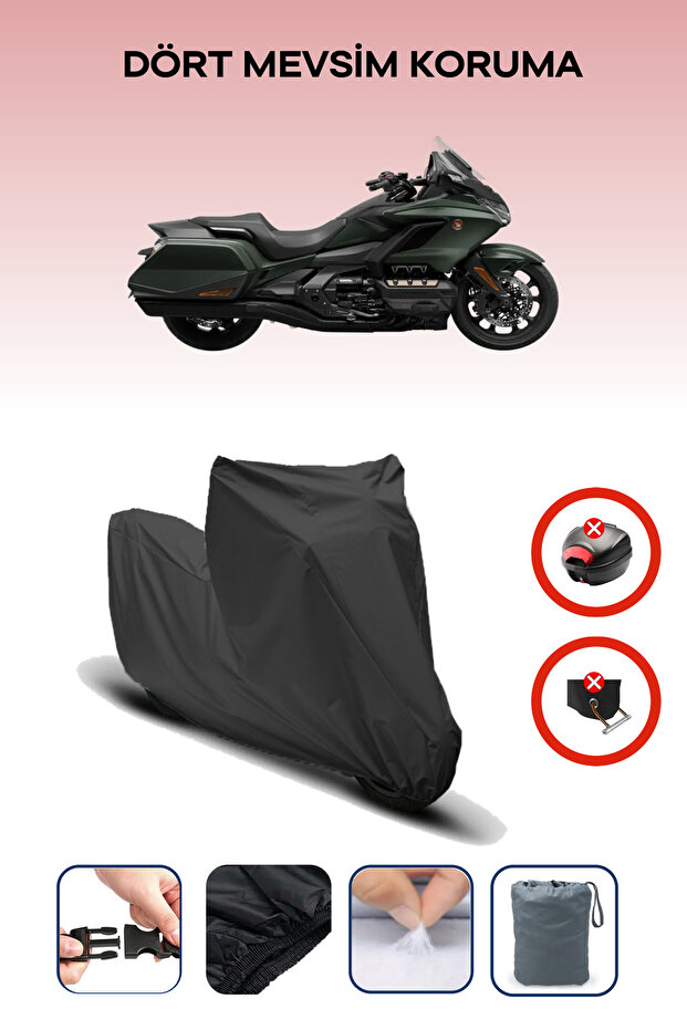 Black Rear Case Lock Incompatible Honda Goldwing Gl 1800 Dct Compatible Motorcycle Tarpaulin, 4Seasons