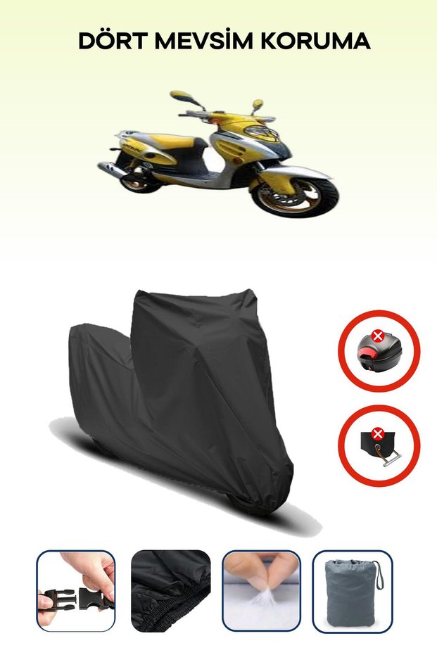 Black Rear Bag Lock Incompatible Mondial 150 Rr Compatible Motorcycle Tarpaulin, 4 Seasons