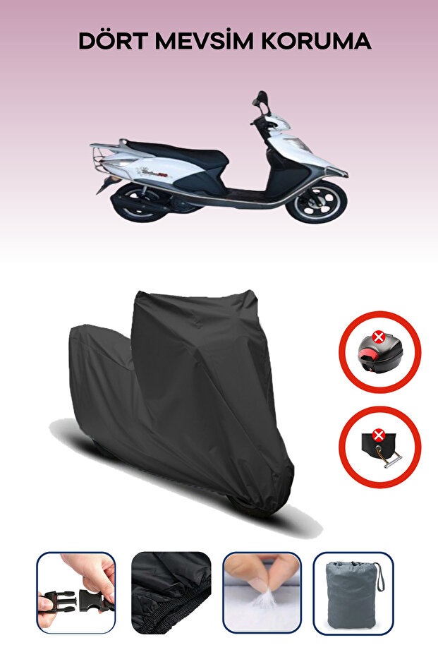 Black Rear Bag Lock Incompatible Kuba Raden 100 Compatible Motorcycle Tarpaulin, 4 Seasons