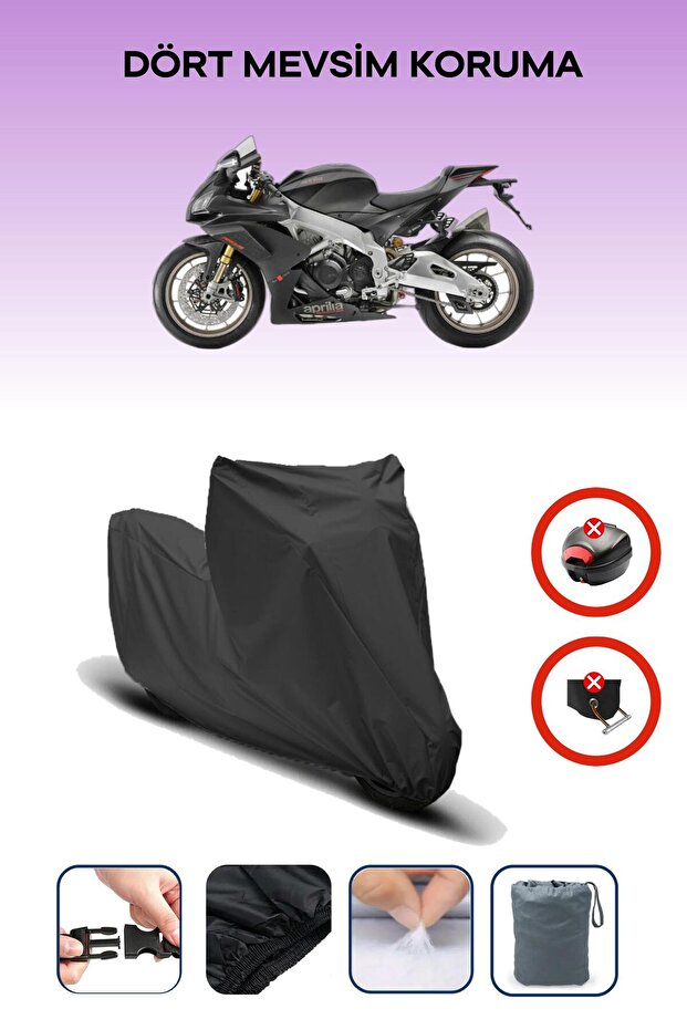 Black Rear Bag Lock Incompatible Aprilia Rsv4 1100 Compatible Motorcycle Tarpaulin, 4Seasons