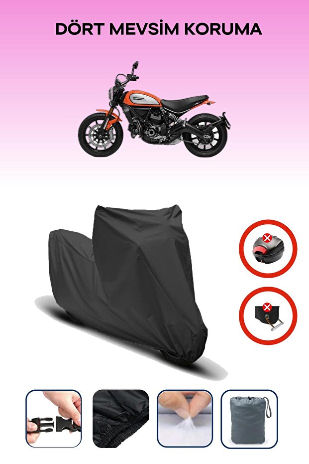 Black Rear Bag Lock Incompatible with Ducati Scrambler Icon Compatible Motorcycle Tarpaulin, 4 Seasons