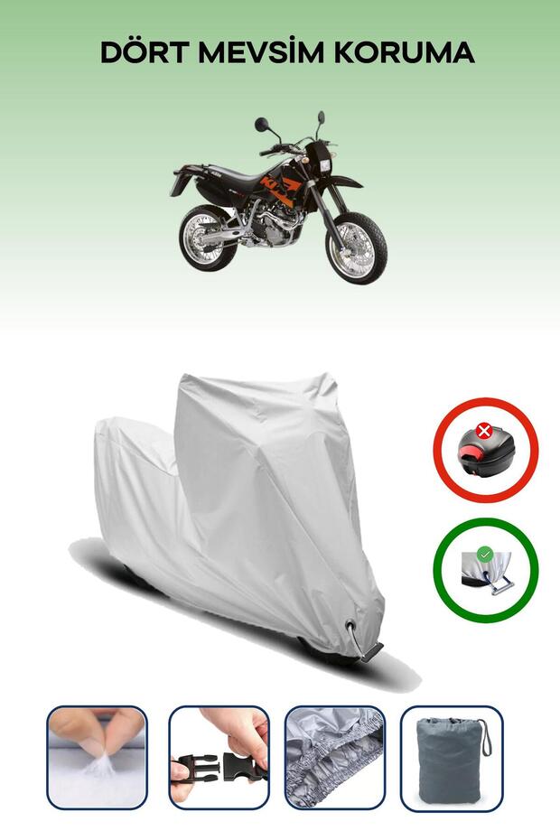 Grey Lock Compatible Ktm 640 Lc4 Compatible Motorcycle Tarpaulin Waterproof