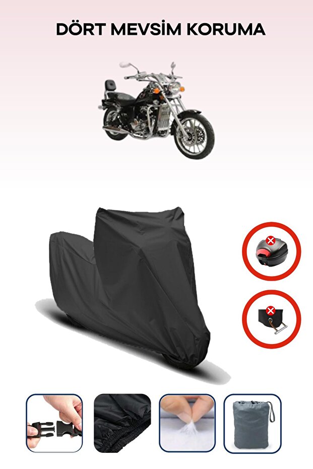 Black Rear Bag Lock Incompatible with Asia Pars 250 Compatible Motorcycle Tarpaulin, 4 Seasons