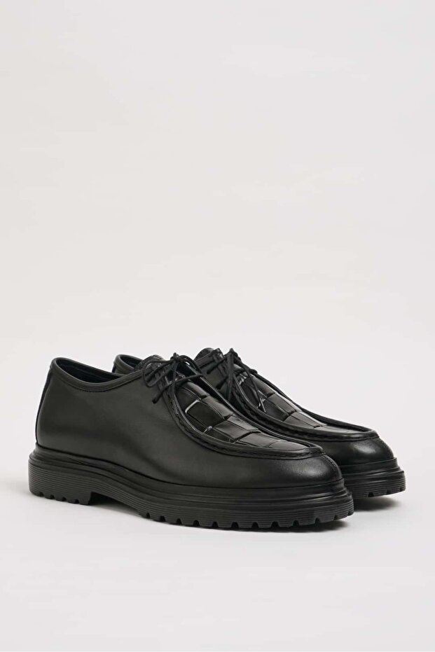 Elegant Model Crocodile Design Leather Casual Shoes