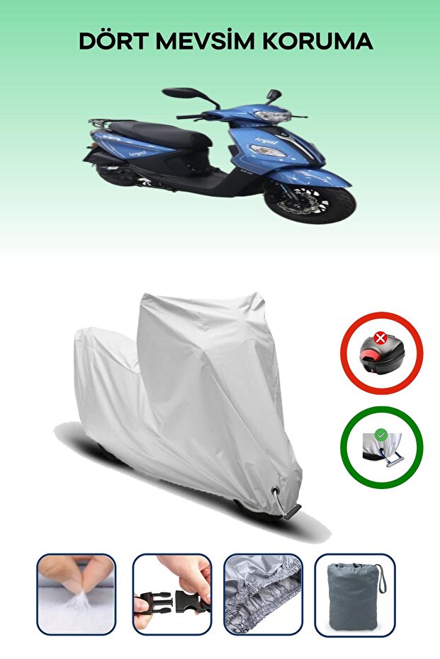 Gray Lock Compatible King Motor Kr-44 Pion 50 Compatible Motorcycle Tarpaulin Waterproof