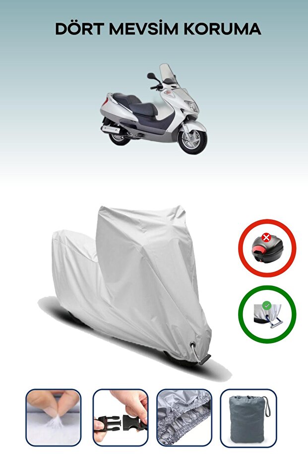 Grey Lock Compatible Honda Fes 250 Foresight Compatible Motorcycle Tarpaulin Waterproof