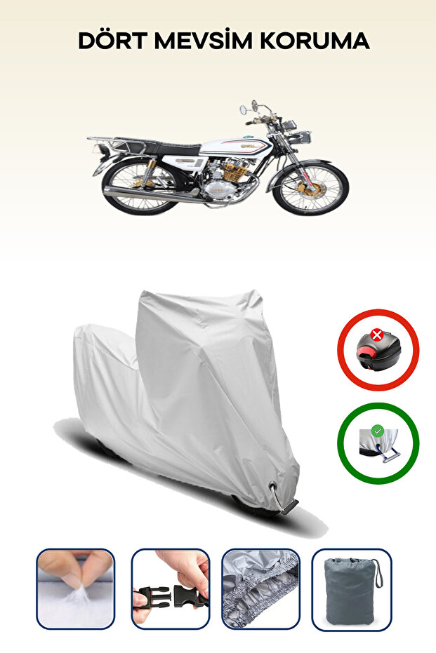 Gray Lock Compatible Kuba Cheetah 125R Max Compatible Motorcycle Tarpaulin Waterproof