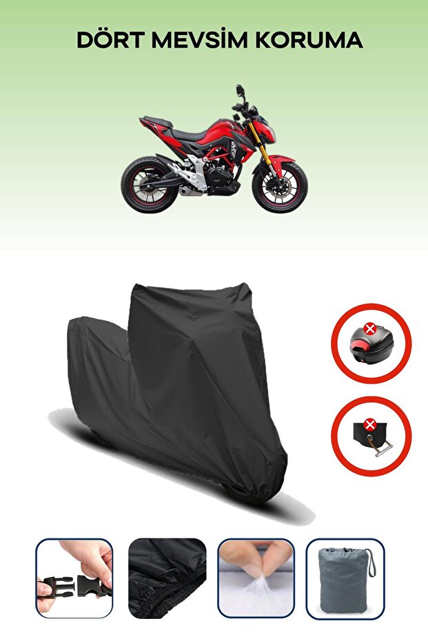 Black Rear Bag Lock Incompatible Rks Rn 180 Compatible Motorcycle Tarpaulin, 4 Seasons