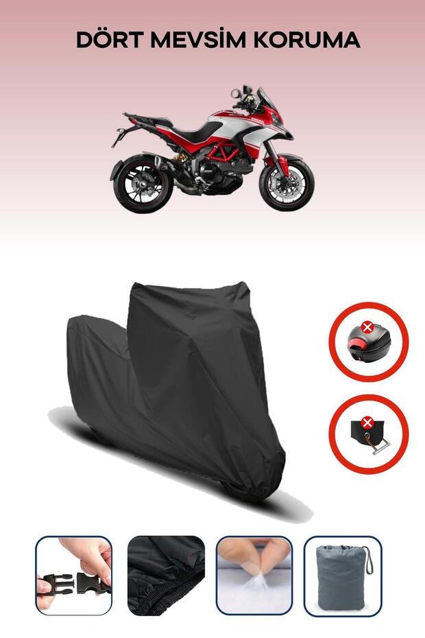 Black Rear Bag Lock Incompatible Ducati Multistrada 1200 Pikes Peak Compatible Motorcycle Tarpaulin, 4Seasons