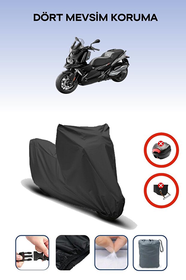 Black Rear Case Lock Incompatible Bmw C 400 X Compatible Motorcycle Tarpaulin, 4 Seasons