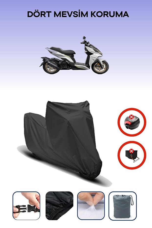 Black Rear Bag Lock Incompatible Sym Drg 160 Compatible Motorcycle Tarpaulin, 4 Seasons