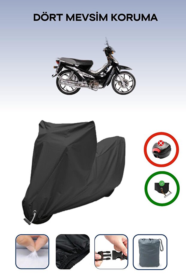 Black Lock Compatible Kuba Xy100-E Compatible Motorcycle Tarpaulin Waterproof