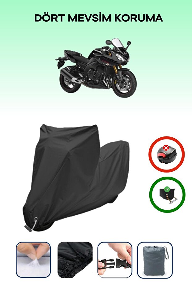 Black Lock Compatible Yamaha Fazer 8 Compatible Motorcycle Tarpaulin Waterproof