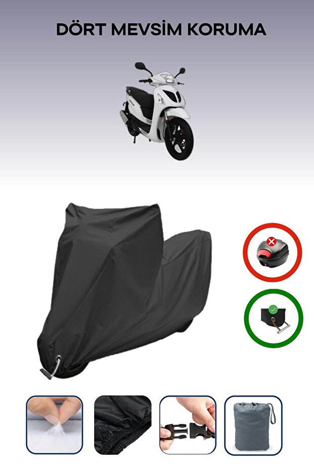 Black Lock Compatible Mondial 150 Gomax Compatible Motorcycle Tarpaulin Waterproof