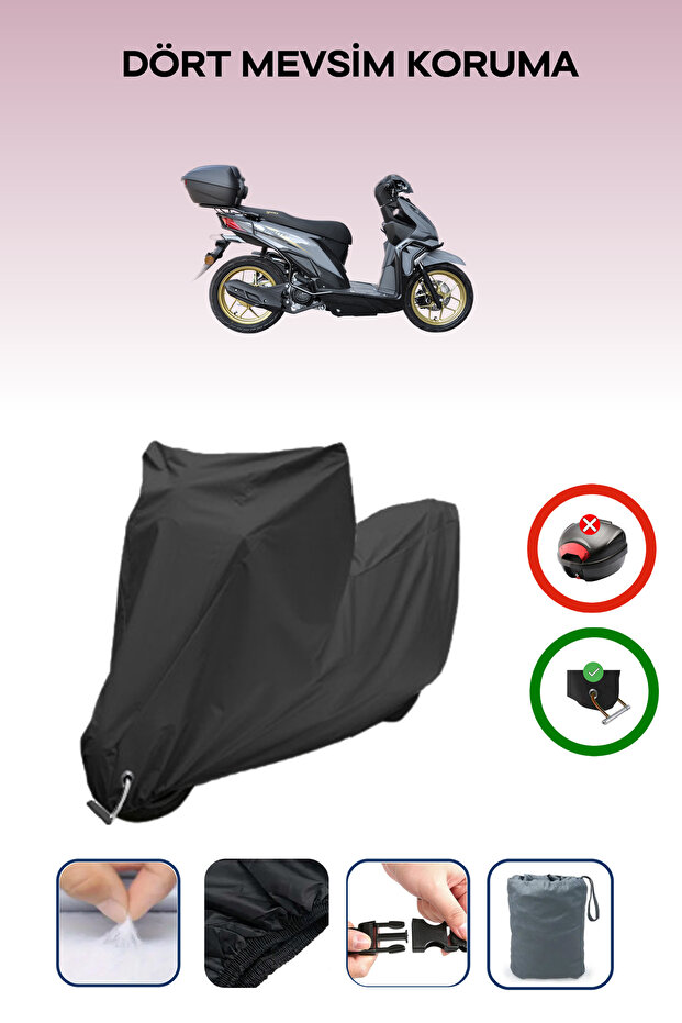 Black Lock Compatible Yuki Route 110 Compatible Motorcycle Tarpaulin Waterproof
