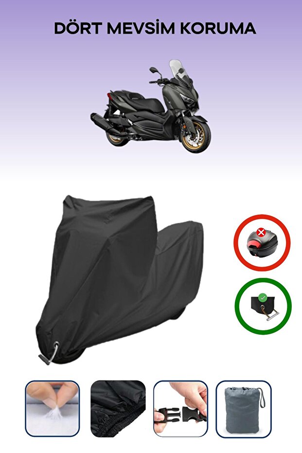 غطاء دراجة نارية متوافق مع Yamaha X-Max 400 Tech Max متوافق مع اللون الأسود مقاوم للماء