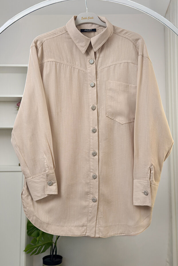 Basic Oversize Gömlek 2203 - BEJ - 1