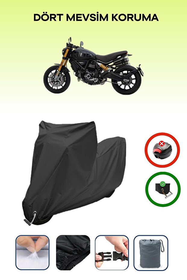 Black Lock Compatible Ducati Scrambler 1100 Sport Pro Compatible Motorcycle Tarpaulin Waterproof