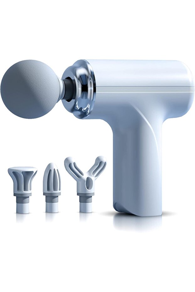 Massage Gun 6Speed Muscle Massager Deep Tissue 4 Heads Body Neck Back Arms Shoulder Leg (White)