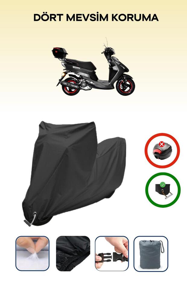 Black Lock Compatible Yuki Jj125T-15 Active Compatible Motorcycle Tarpaulin Waterproof