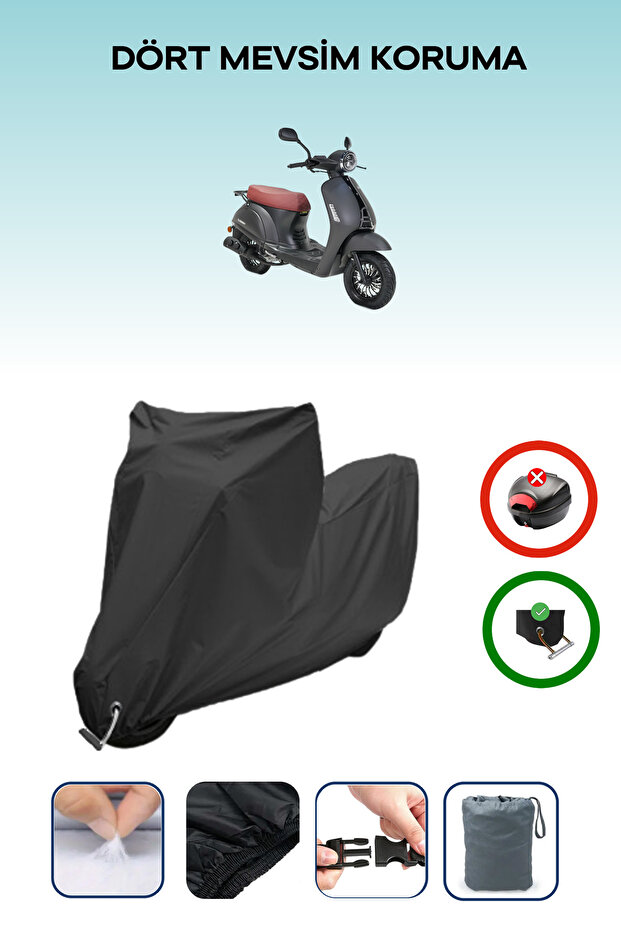 Black Lock Compatible Kuba V.Alentino 50 Compatible Motorcycle Tarpaulin Waterproof