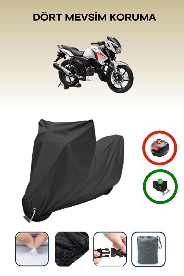 غطاء دراجة نارية متوافق مع TVS Apache RTR 160 من Black Lock، مقاوم للماء
