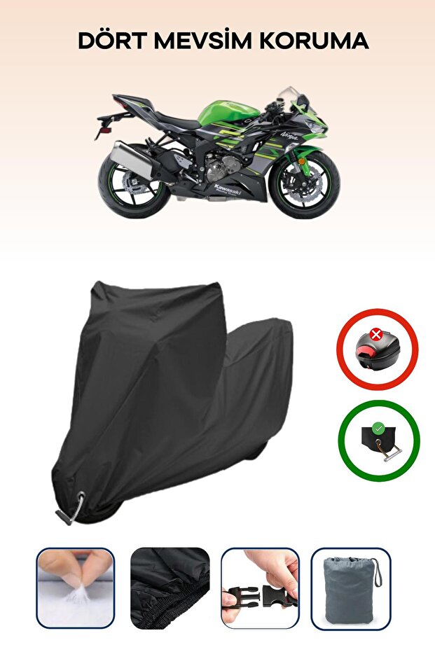Black Lock Compatible Kawasaki Ninja Zx-6R Compatible Motorcycle Tarpaulin Waterproof