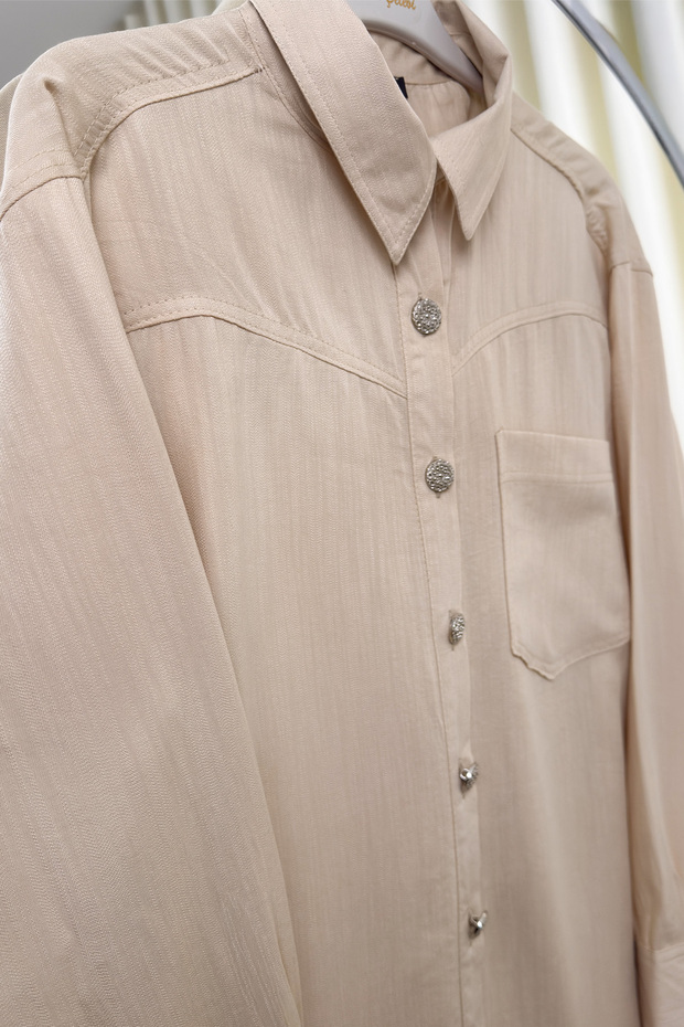 Basic Oversize Gömlek 2203 - BEJ - 2