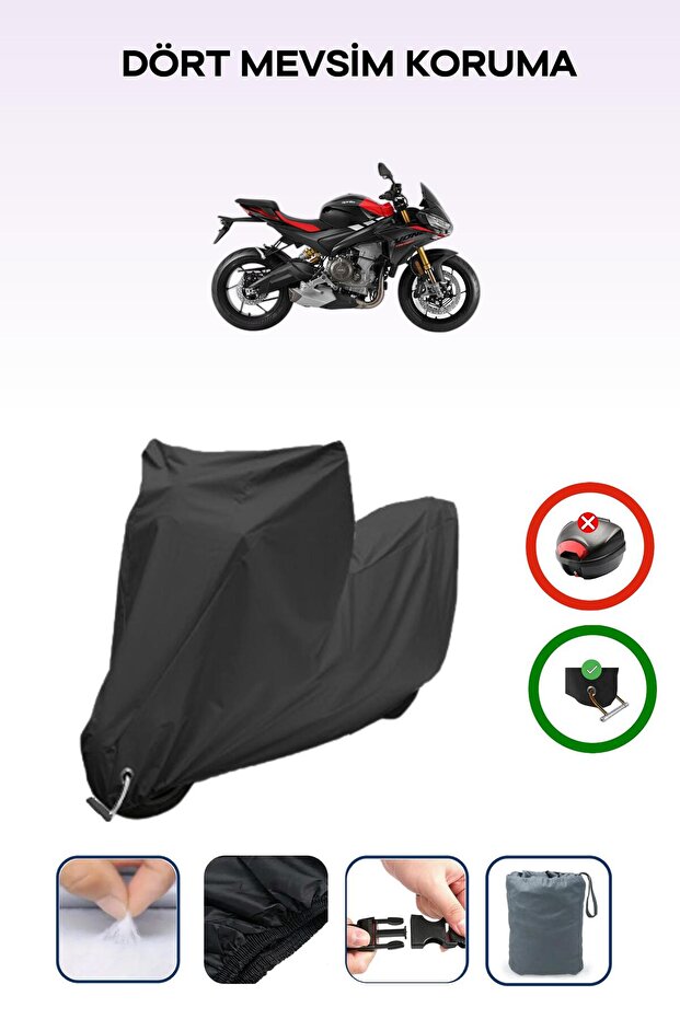 Black Lock Compatible Aprilia Tuono 660 Factory Compatible Motorcycle Tarpaulin Waterproof