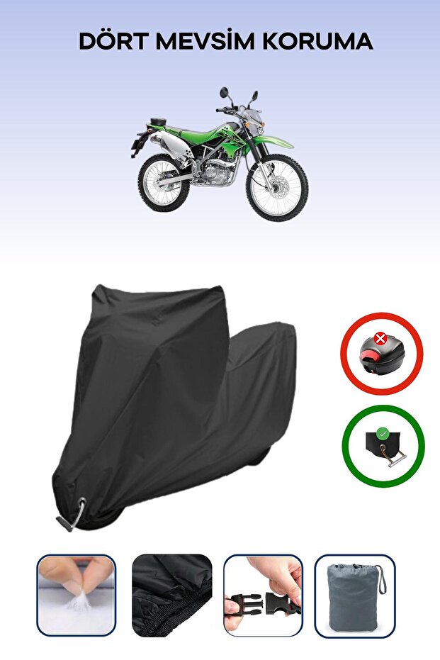 Black Lock Compatible Kawasaki Klx 150 L Compatible Motorcycle Tarpaulin Waterproof