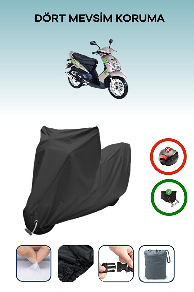 Black Lock Compatible Bisan Teos 125 Compatible Motorcycle Tarpaulin Waterproof