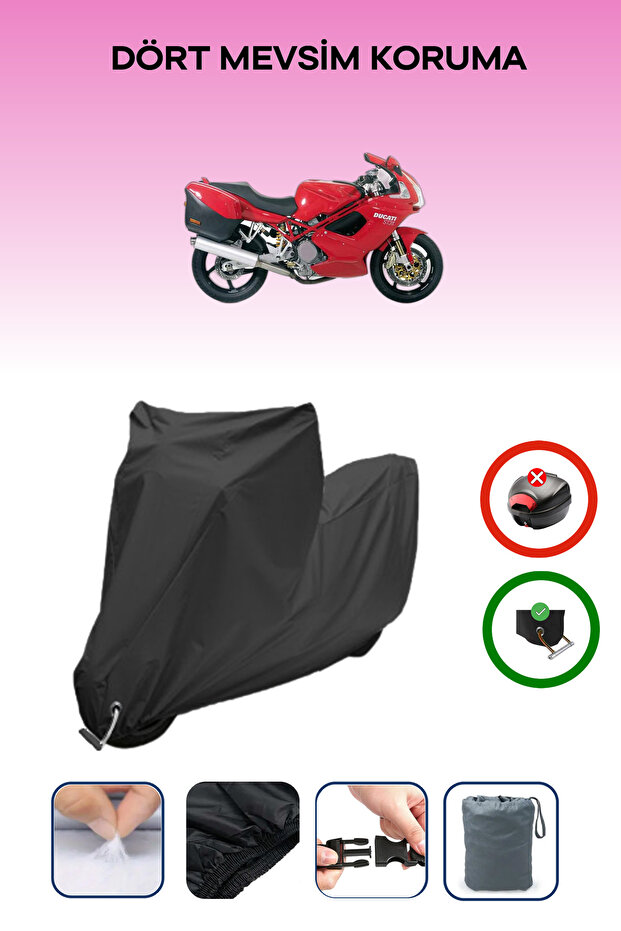 غطاء دراجة نارية متوافق مع Ducati ST 3 باللون الأسود مقاوم للماء