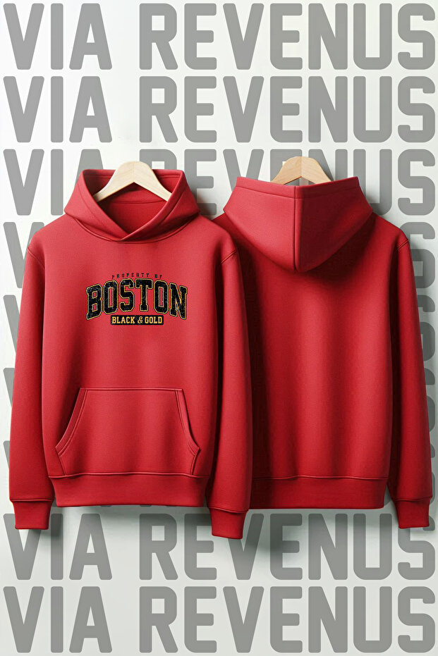 Boston Printed Unisex Oversized Hooded Sweatshirt - Custom Design Graphic Hoodie