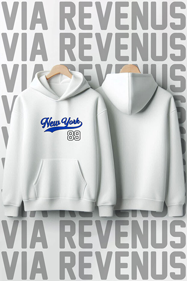 New York 89 Printed Unisex Oversized Hooded Sweatshirt - Custom Design Graphic Hoodie