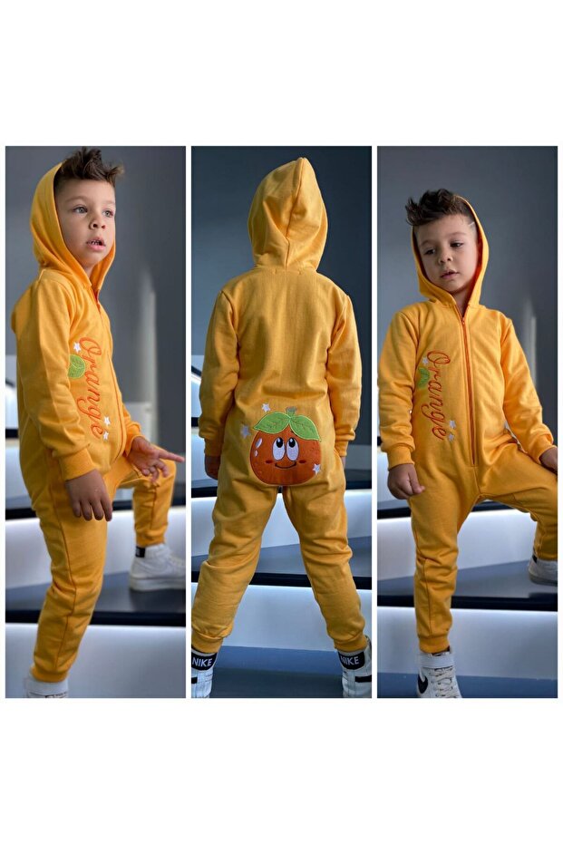 Children's Embroidered Hoodie Romper