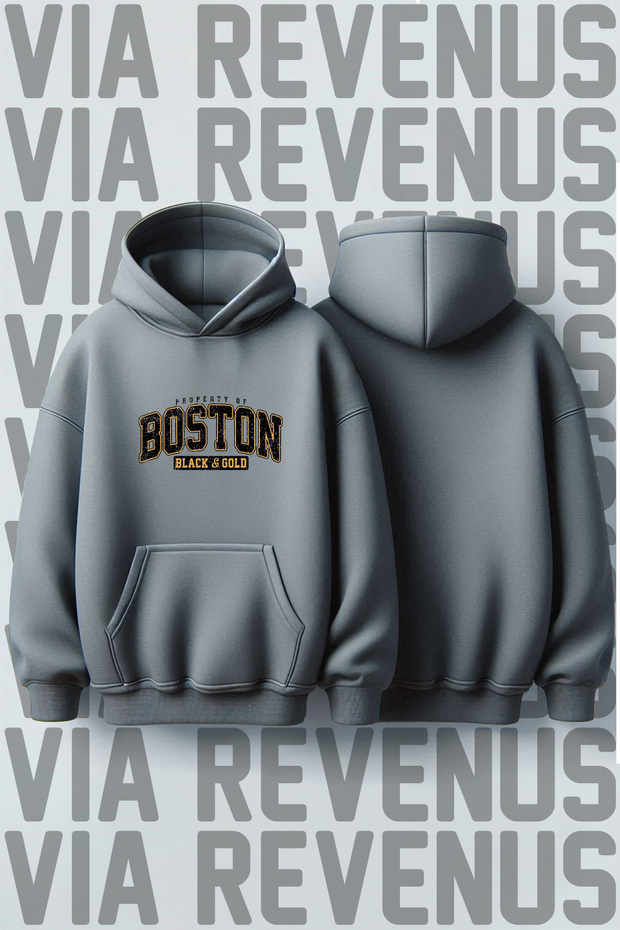 Boston Printed Unisex Oversized Hooded Sweatshirt - Custom Design Graphic Hoodie