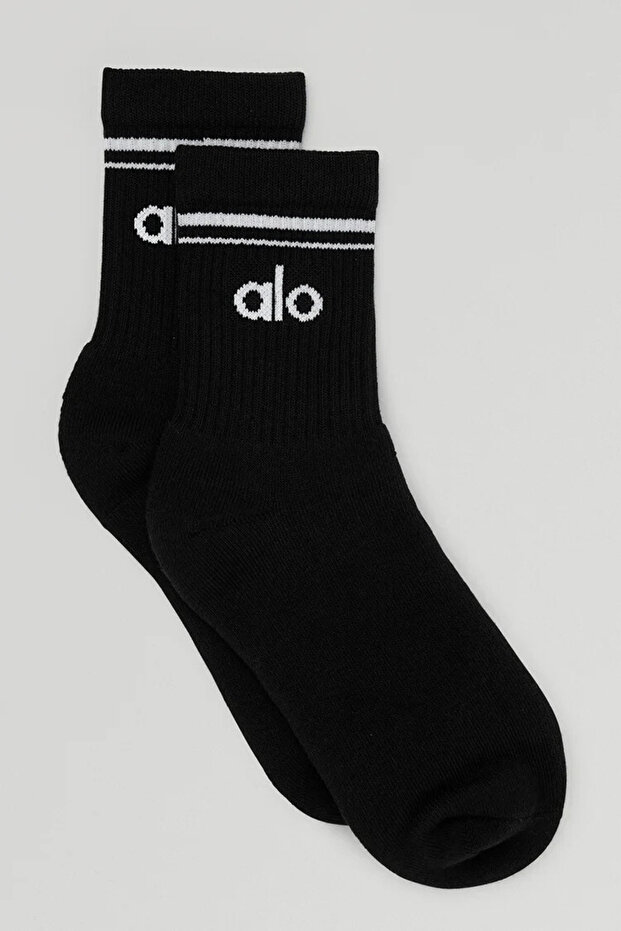 Black Color Half Length Basic Socks - 5