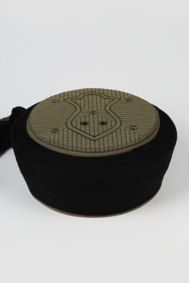 Namaz Sarığı - Black Fabric - Green Turban - Plain Wrap - Nâli Şerif - 7 Meters (Züabeli)