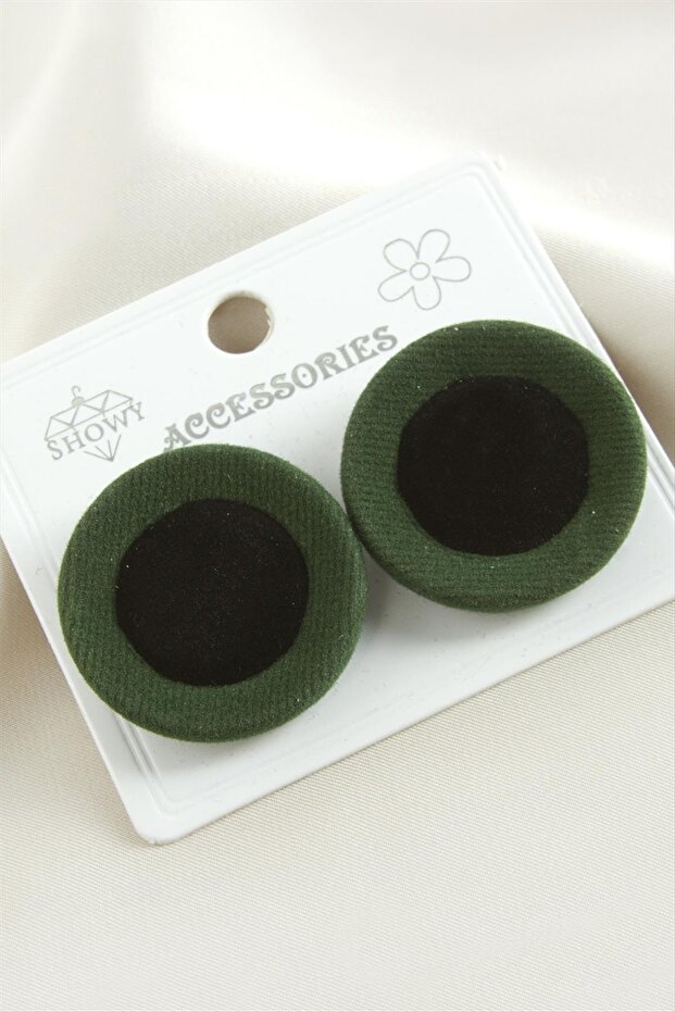 Button Suede Fabric Earrings