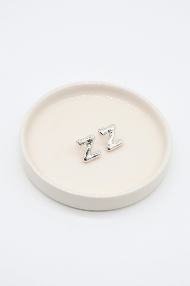 Balloon Model Silver Z Letter Earrings