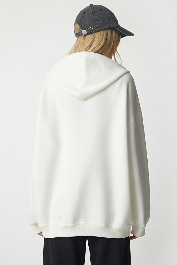 Kapüşonlu Oversize Şardonlu Örme Sweatshirt - 6