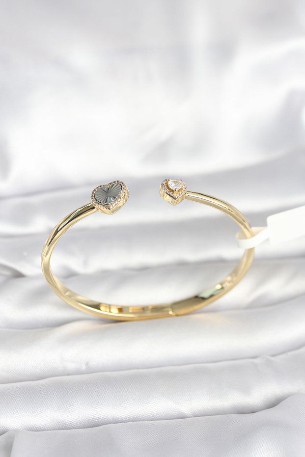 Brass Gold Color Heart Model Women's Handcuff Bracelet - Tj-Bb8089