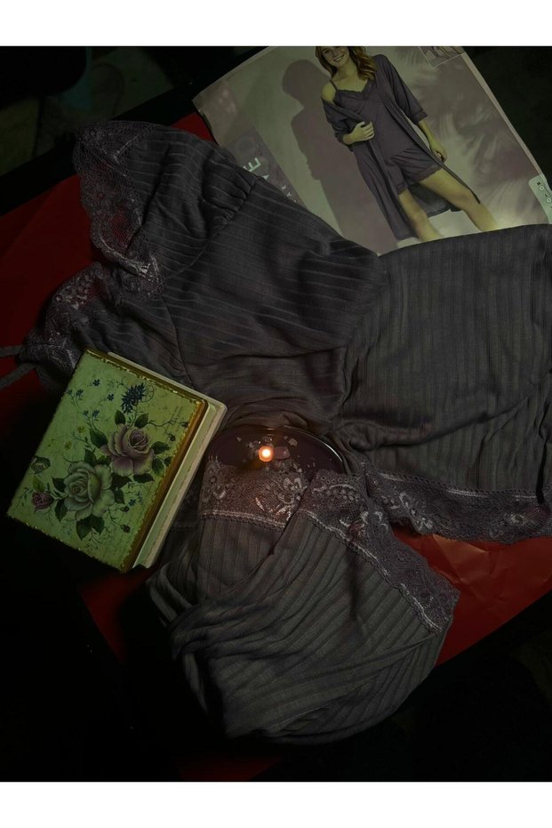 3-Piece Shorts Pajama Set Modalove Light Brown
