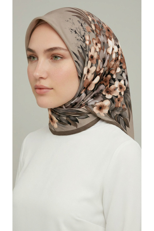 Flower Patterned Rayon Scarf - - 3