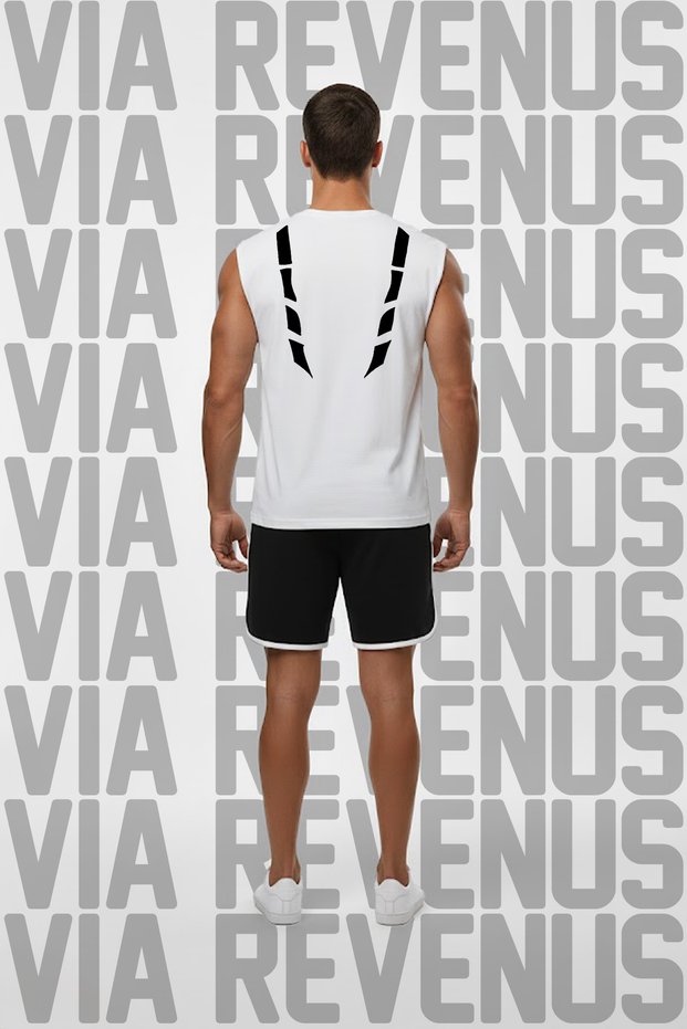 Jujutsu Kaisen Sukuna Tattoo Printed Black Sleeveless T-Shirt and Piped Jersey Fabric Sports Shorts Combination Set