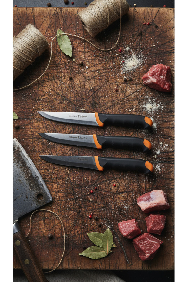 3-Piece Stainless Steel Kitchen and Butcher Knife Set