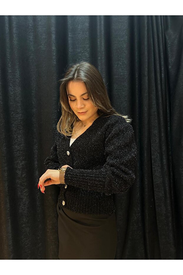 simli triko hırka - 1